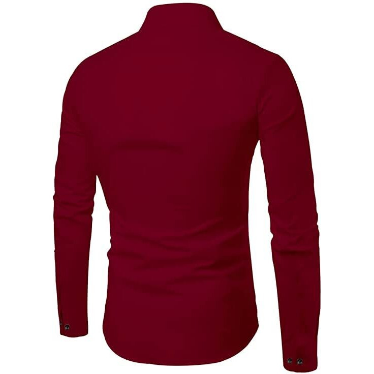 Bellstone Men Solid Cotton Full Sleeves Casual Shirt For Men Stylish Latest (42, Maroon)