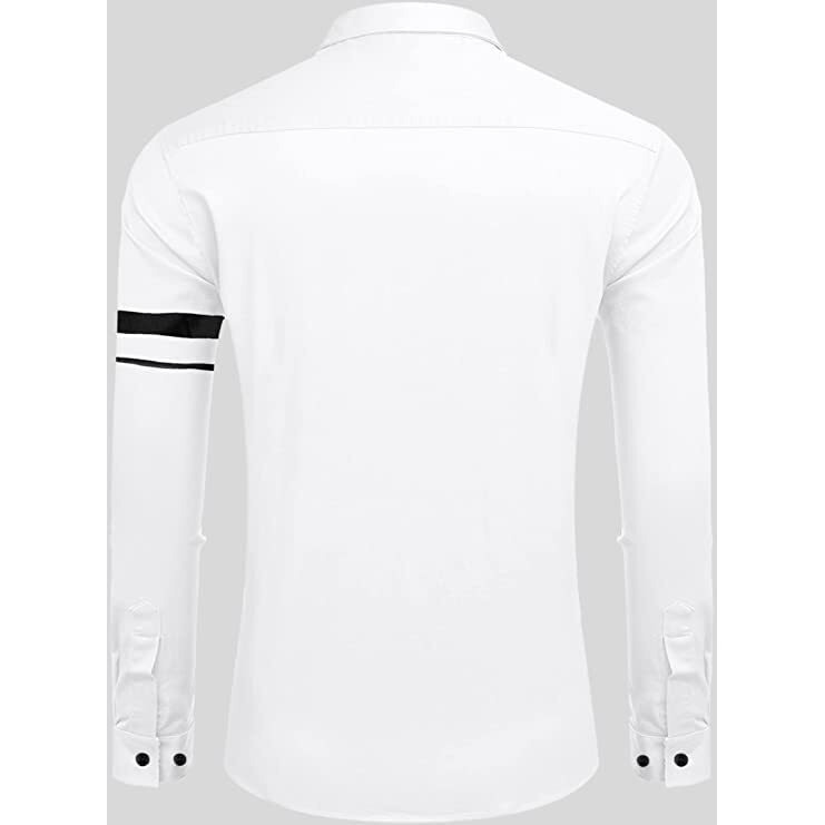 Bellstone Men Striped Casual Men's Solid Cotton Blend Full Sleeve Casual Spread Shirt (38, White)