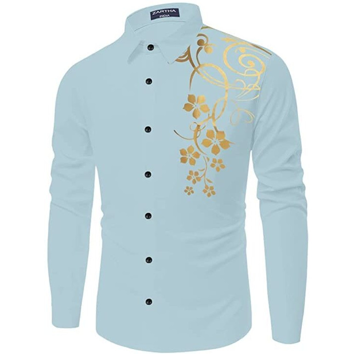 Bellstone Men Cotton Solid Regular Fit Shirt (B-8200_Aqua, 38)