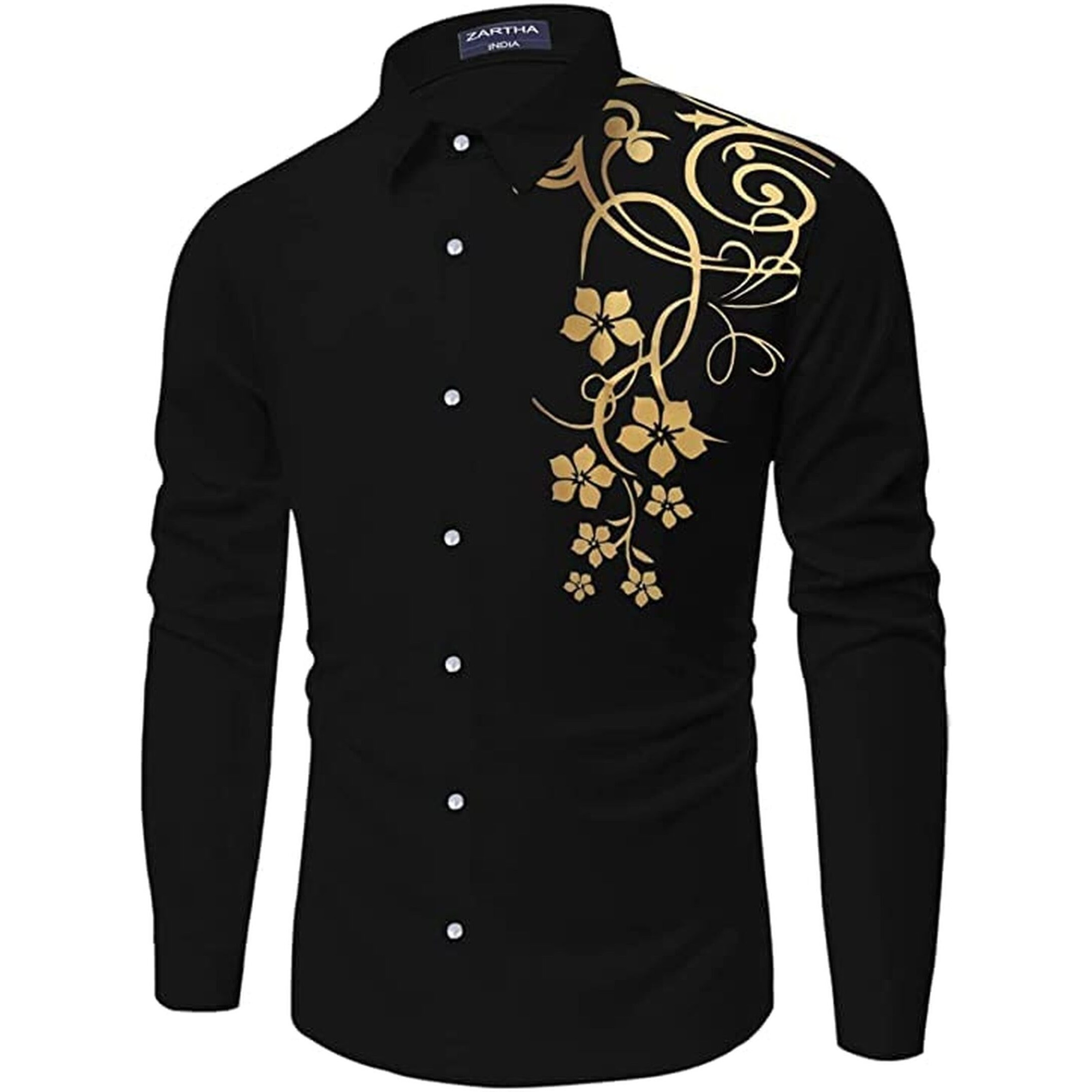 Bellstone Cotton Men's Solid Regular Fit Shirt (B-8200_Black, 38