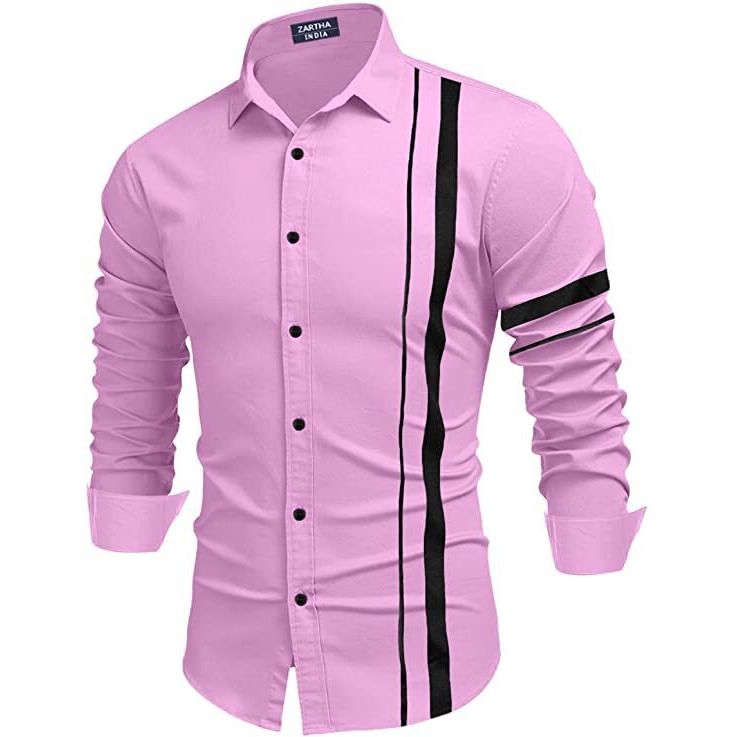Bellstone Men Striped Casual Men's Solid Cotton Blend Full Sleeve Casual Spread Shirt (38, Light Pink)
