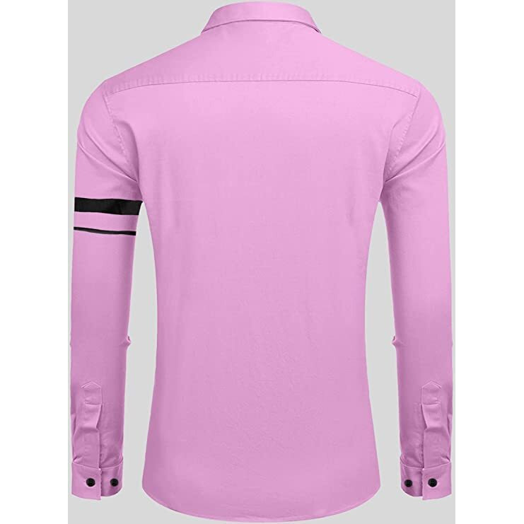 Bellstone Men Striped Casual Men's Solid Cotton Blend Full Sleeve Casual Spread Shirt (38, Light Pink)