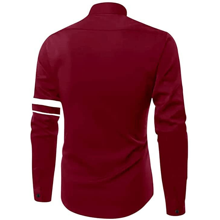 Bellstone Men Striped Casual Men's Solid Cotton Blend Full Sleeve Casual Spread Shirt (40, Maroon)