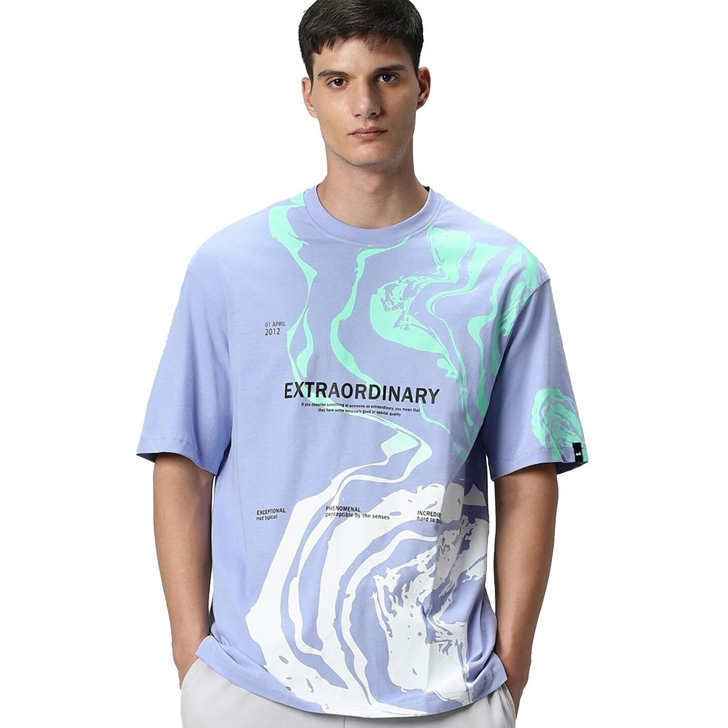 Bewakoof Men's Cotton Typography Oversized T-Shirt_582785_Purple_L