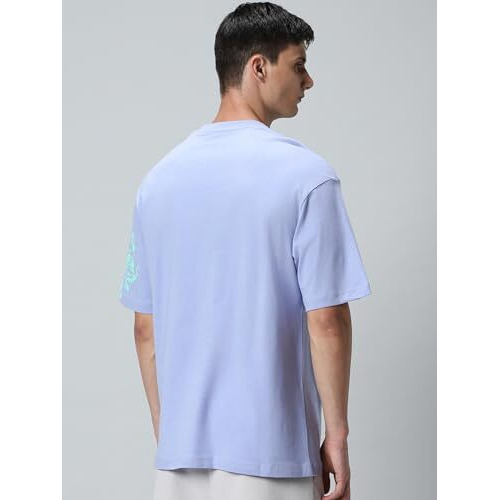 Bewakoof Men's Cotton Typography Oversized T-Shirt_582785_Purple_L