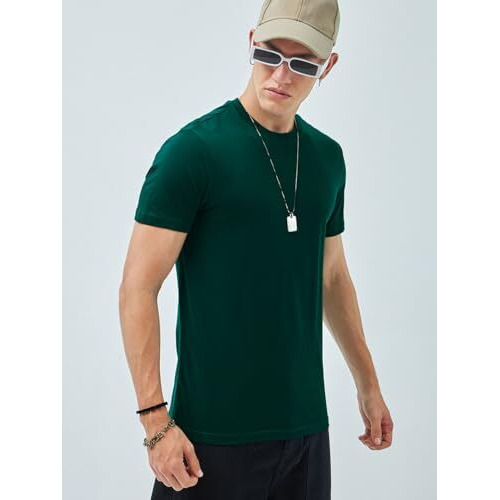 Bewakoof Men's Solid Regular Fit Half Sleeve Round Neck Cotton T-Shirt (Pack Of 2)_A3-115-608241_Blue & Green_2Xl