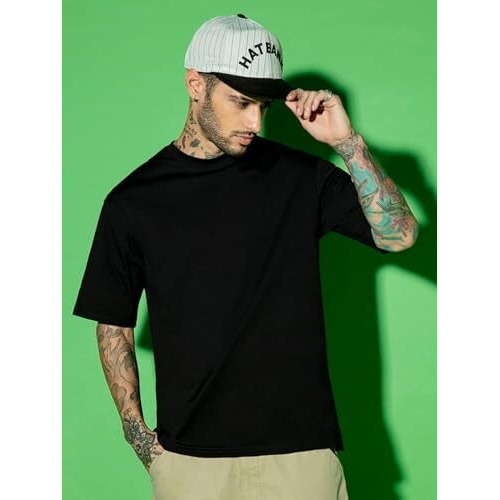 Bewakoof Men's Solid Oversized Fit Half Sleeve Round Neck Cotton T-Shirt (Pack Of 2)_A1-439420-439421_White & Black_2Xl