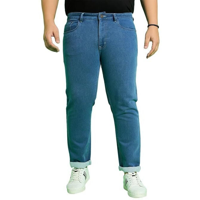 Bigbanana Men's Plus Size Solid Blue Jeans(Jorge,Blue,2Xl)