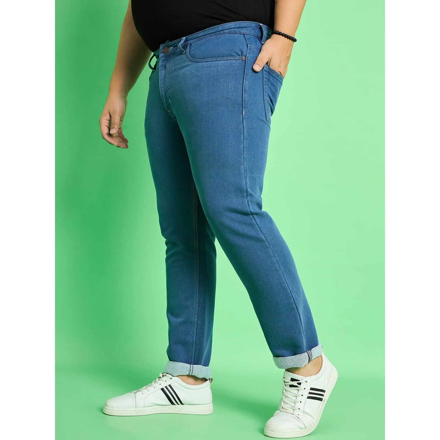 Bigbanana Men's Plus Size Solid Blue Jeans(Jorge,Blue,2Xl)