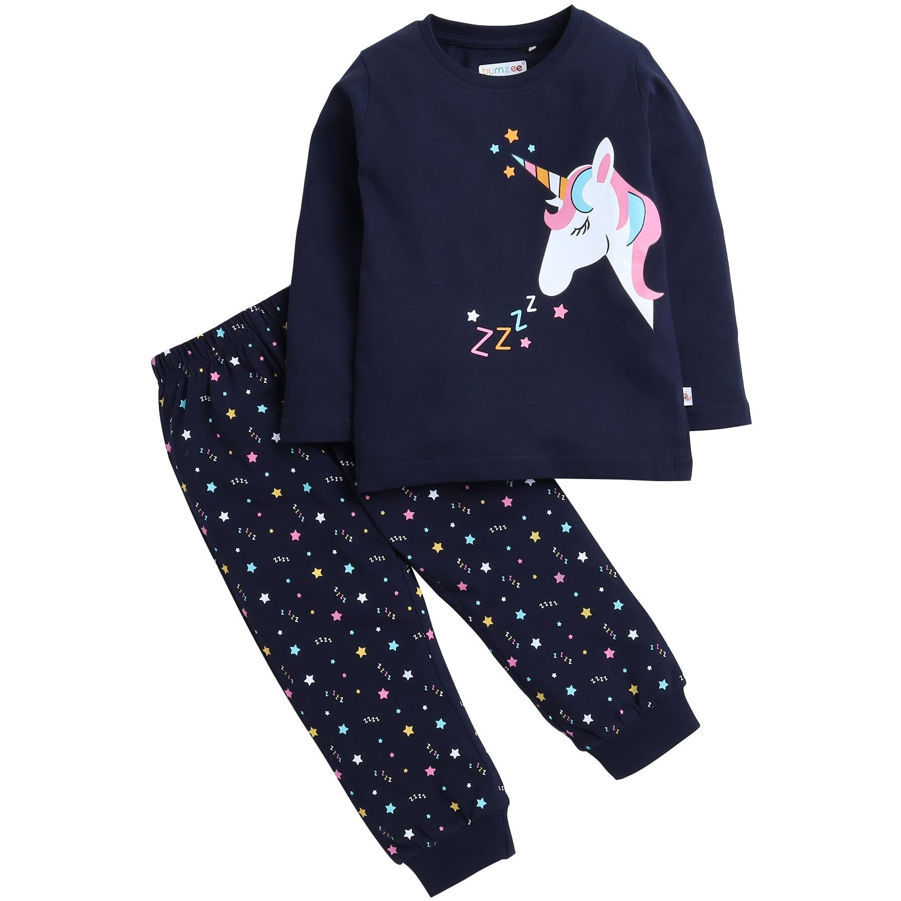 Bumzee Navy Girls Full Sleeves T-Shirt & Pyjama Set Age - 2-3 Years (Peb4138F-Navy)
