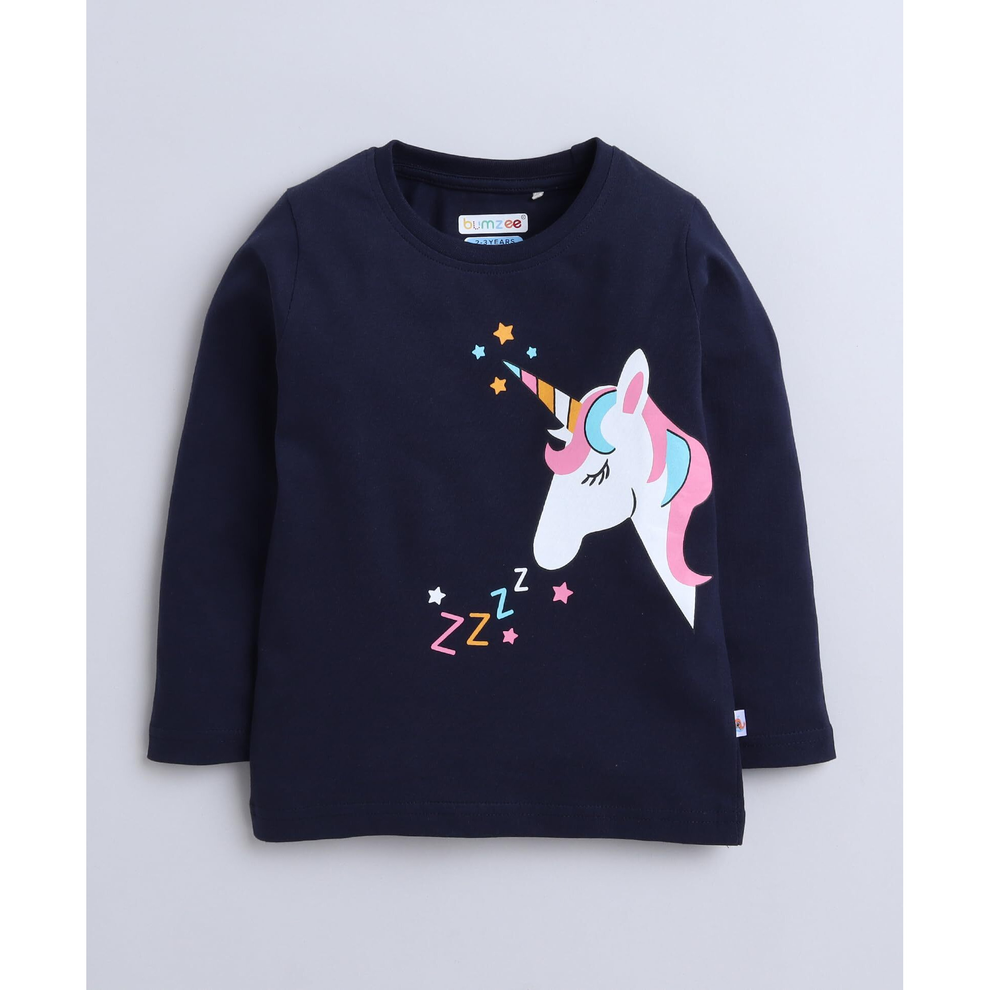 Bumzee Navy Girls Full Sleeves T-Shirt & Pyjama Set Age - 2-3 Years (Peb4138F-Navy)