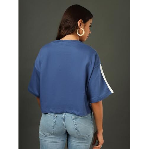 Bewakoof Official Friends Merchandise Women's Graphic Printed Oversized Top_589818_Blue_Xl