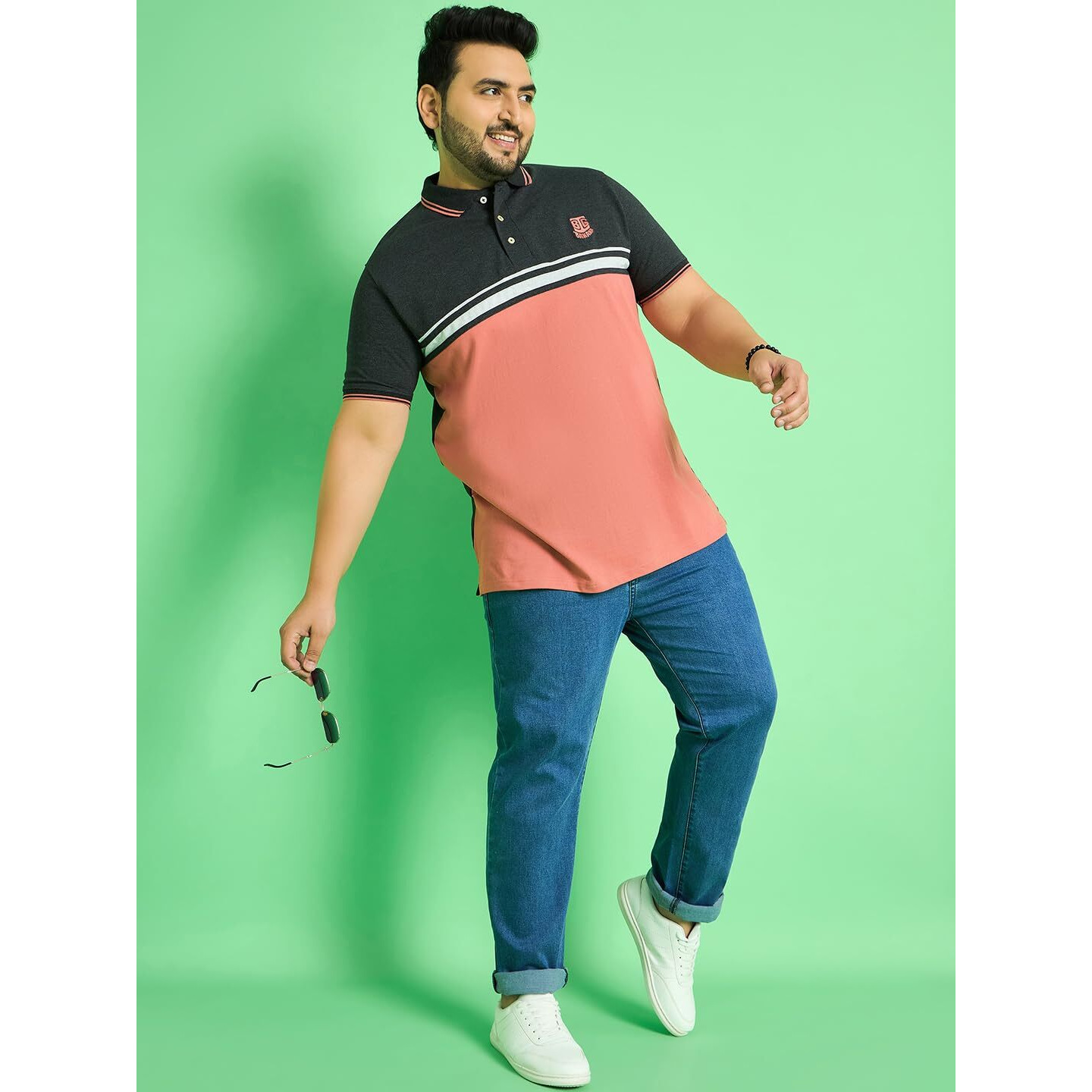 Bigbanana Men's Plus Size Color Blocked Multi Color Polo Tshirts(Chase,Multi,3Xl)