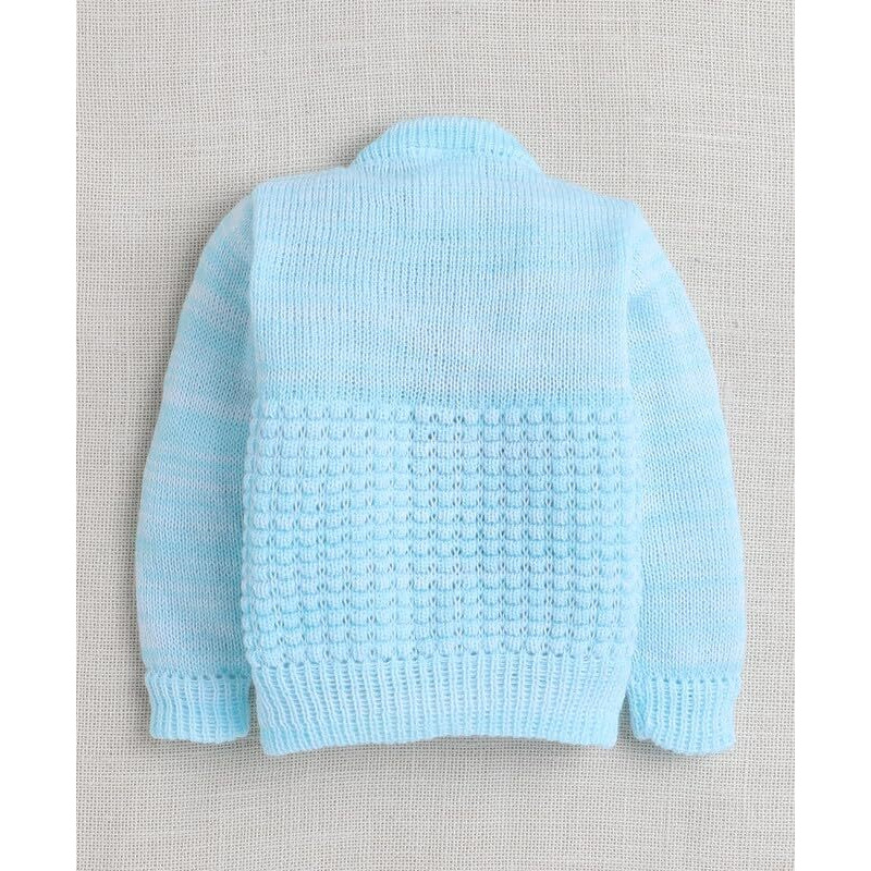 Bumzee Aqua Baby Boys Full Sleeves Woolen Sweater With Cap & Socks Age - 6-12 Months (Peb10064D-Abl)