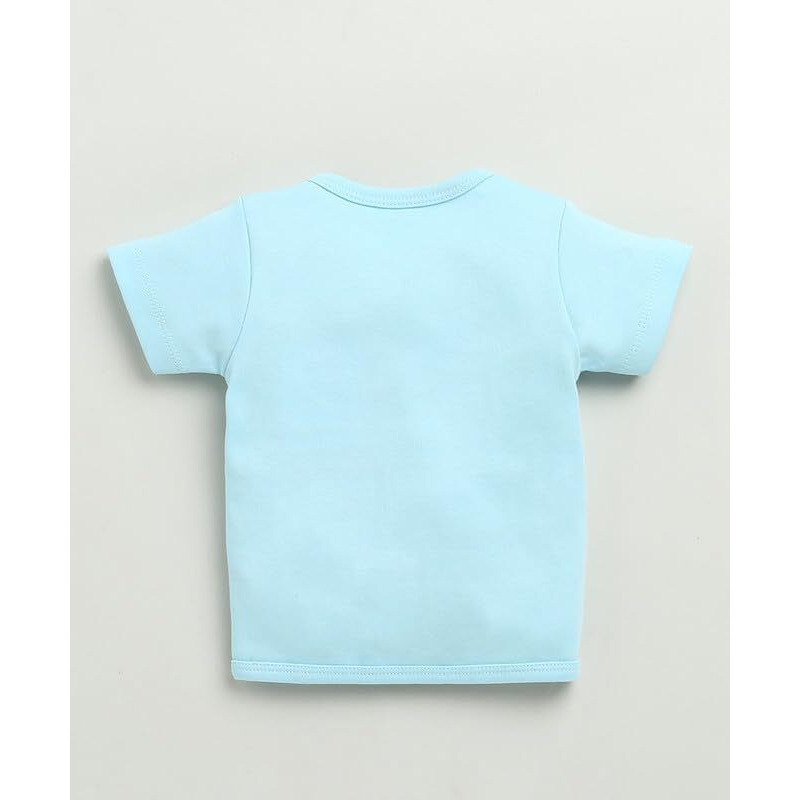 Bumzee Baby Boys Cotton Half Sleeves Jabla & Short Set Sky Blue & White - 3-6 Months (Peb10218C-Sbl)