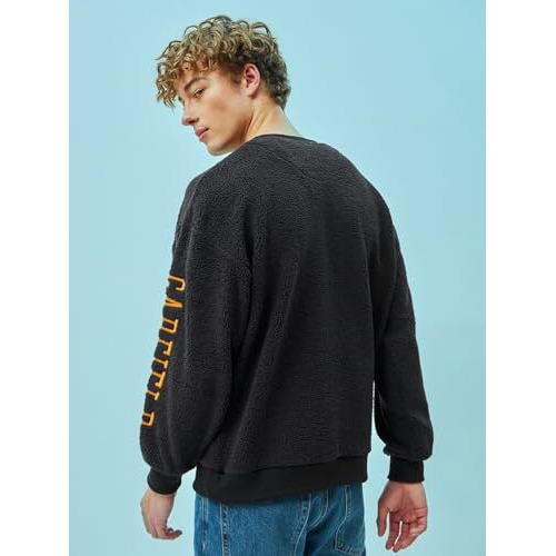 Bewakoof Men's Graphic Printed Oversized Sweatshirt_596789_Black_M