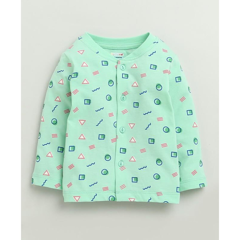 Bumzee Baby Boys Cotton Full Sleeves Jabla & Pyjama Set Green - 0-3 Months (Peb10118B-Grn)