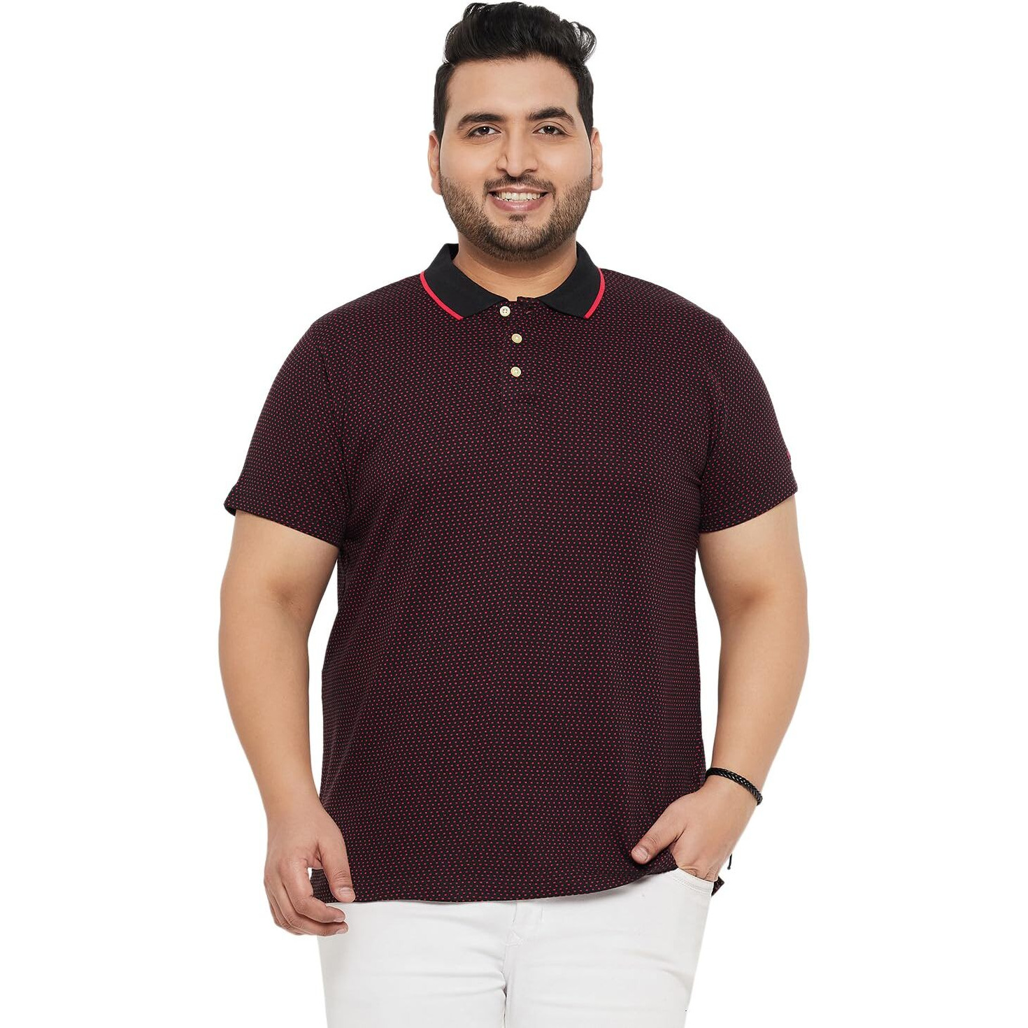 Bigbanana Plus Size Men's Regular Fit Textured Polo Tshirt (Joy-Maroon,Red,7Xl)