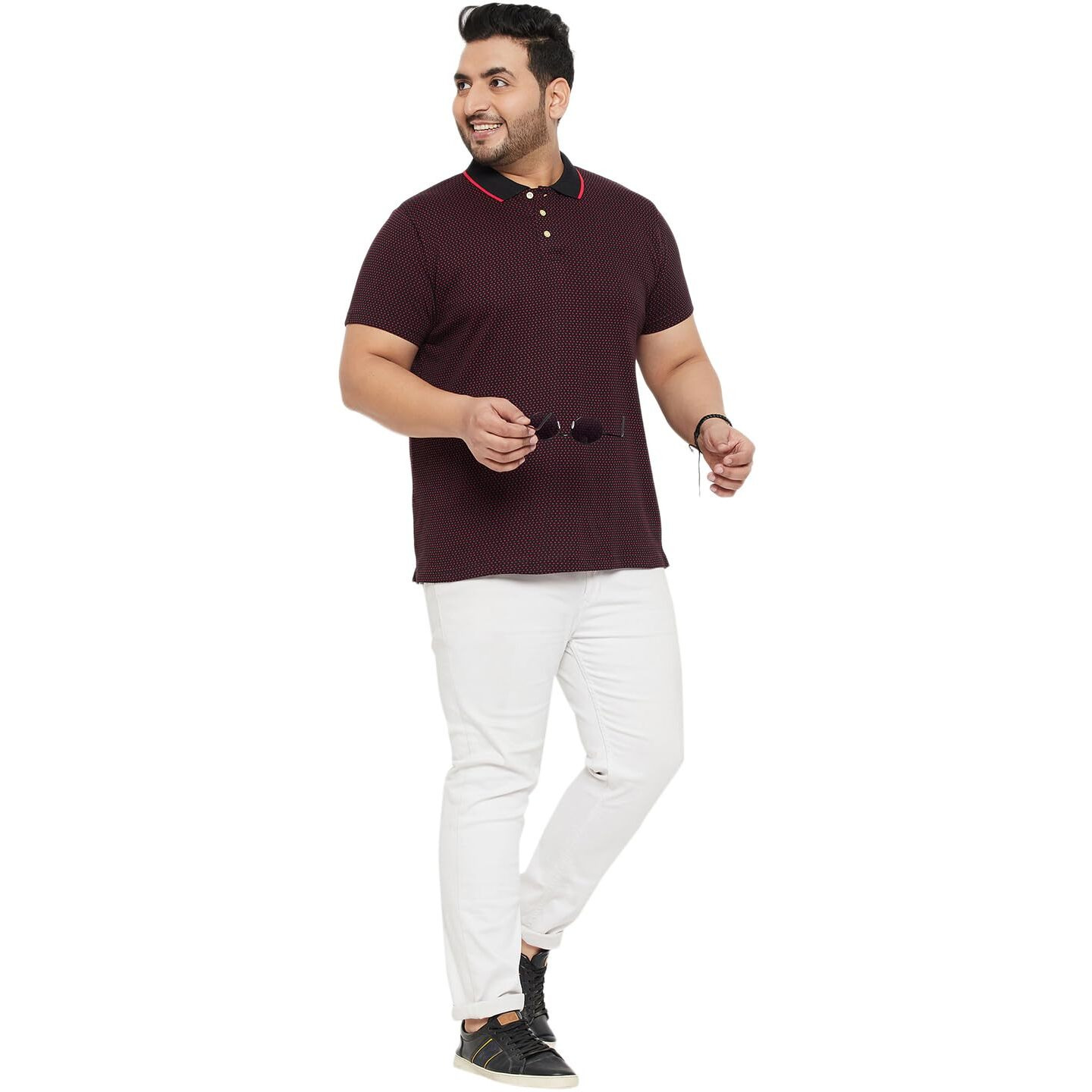 Bigbanana Plus Size Men's Regular Fit Textured Polo Tshirt (Joy-Maroon,Red,7Xl)