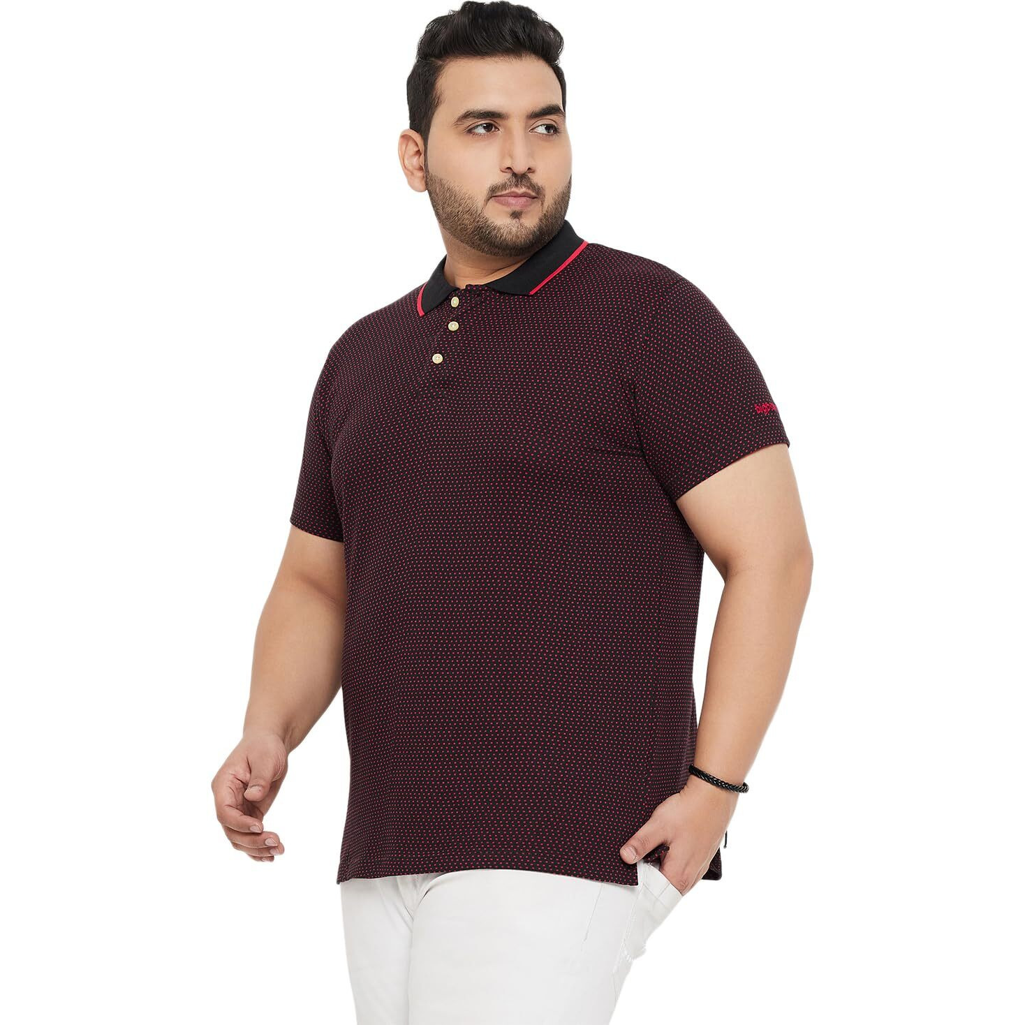Bigbanana Plus Size Men's Regular Fit Textured Polo Tshirt (Joy-Maroon,Red,7Xl)