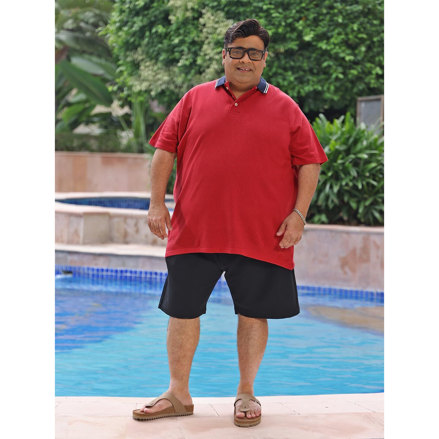 Bigbanana Plus Size Men's Regular Fit Striped Polo Tshirt (Tokyo,Maroon,2Xl)