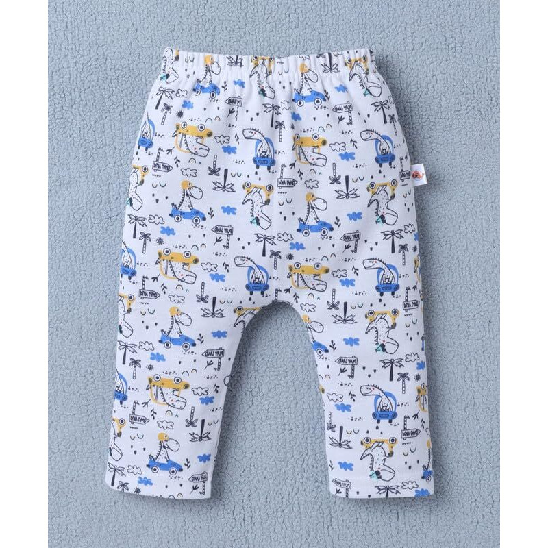 Bumzee Baby Boys Cotton Diaper Pants/Leggings/Pyjamas Royal Blue & Multi - New Born (Peb10428A-Rbl)