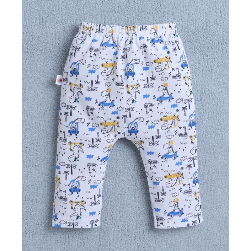 Bumzee Baby Boys Cotton Diaper Pants/Leggings/Pyjamas Royal Blue & Multi - New Born (Peb10428A-Rbl)