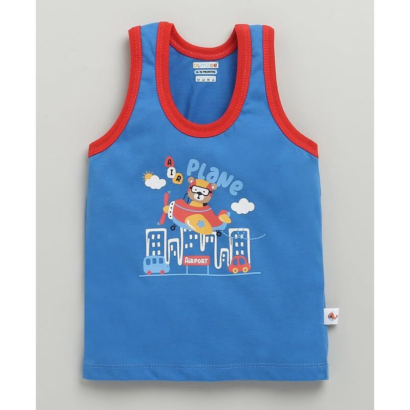 Bumzee Boys Cotton Sleeveless Vest Orange & Green Pack Of 3 Age - 2-3 Years (Peb10411F-Org)