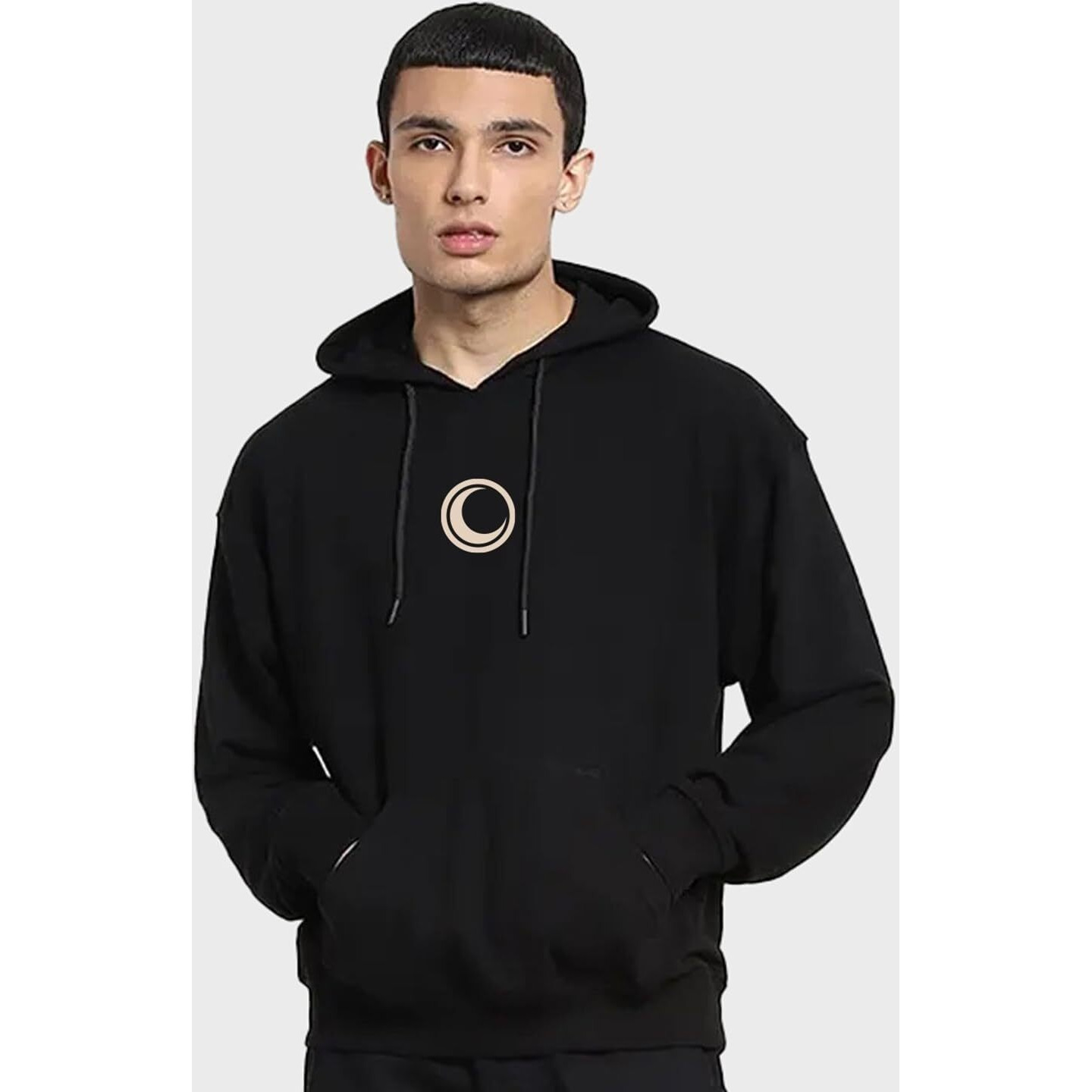 Bewakoof Official Marvel Merchandise Men's Graphic Print Oversized Fit Full Sleeve Fleece Hoodies Black