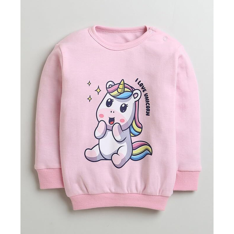 Bumzee Light Pink Girls Full Sleeves Cotton Sweatshirt & Jogger Set Age - 6-12 Months (Peb10007C-Lpk)