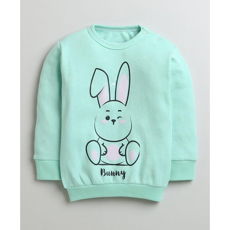 Bumzee Mint Green Girls Full Sleeves Cotton Sweatshirt & Jogger Set Age - 6-12 Months (Peb10001C-Mgn)