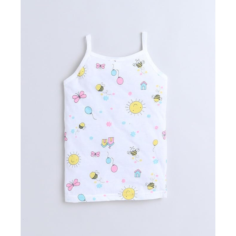 Bumzee Aqua Blue & White Girls Cotton Camisole Slips Pack Of 3 Age - 12-18 Months (Peb9591D-Abl.Wht)