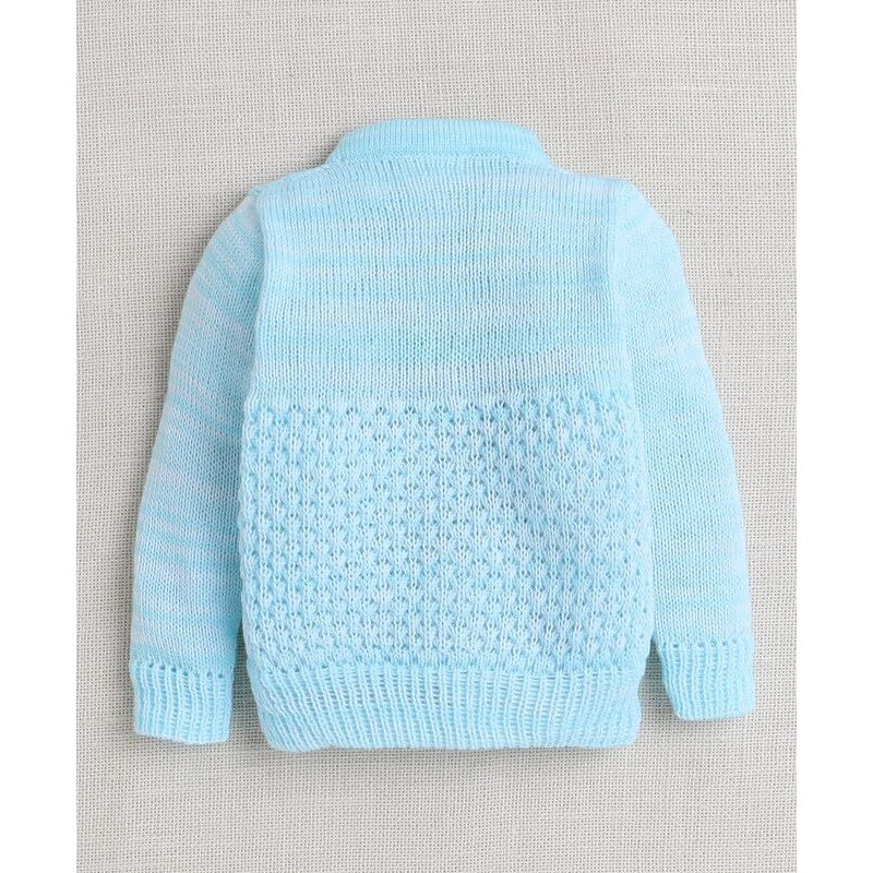 Bumzee Aqua Baby Boys Full Sleeves Woolen Sweater With Cap & Socks Age - 0-3 Months (Peb10059B-Abl)