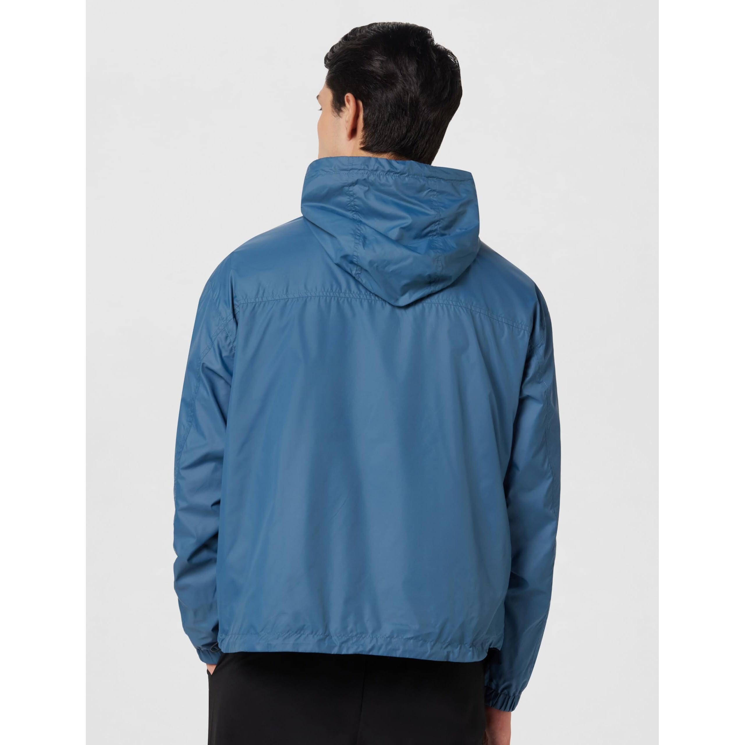 Bewakoof Air 1.0 Men's Solid Oversized Fit Full Sleeve Hooded Neck Nylon Windcheater Jacket_ 620120 Blue Xl