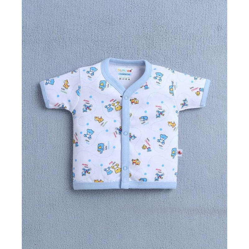 Bumzee Baby Boys Cotton Half Sleeves Jabla & Short Set Sky Blue & White - 6-9 Months (Peb10586D-Sbl)