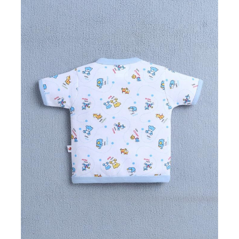 Bumzee Baby Boys Cotton Half Sleeves Jabla & Short Set Sky Blue & White - 6-9 Months (Peb10586D-Sbl)