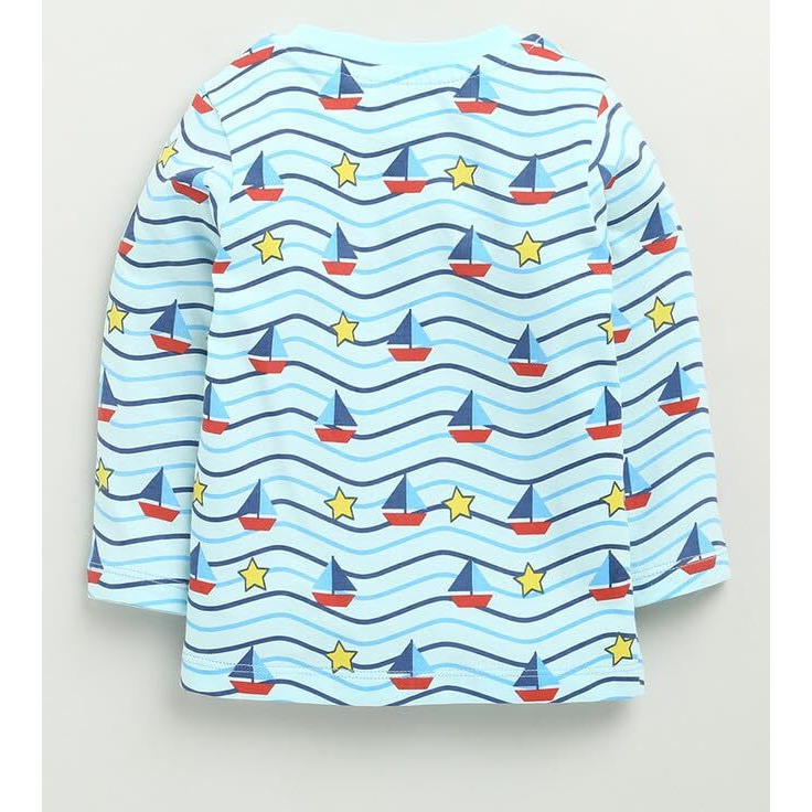 Bumzee Baby Boys Cotton Full Sleeves Jabla & Pyjama Set Sky Blue - 0-3 Months (Peb10114B-Sbl)