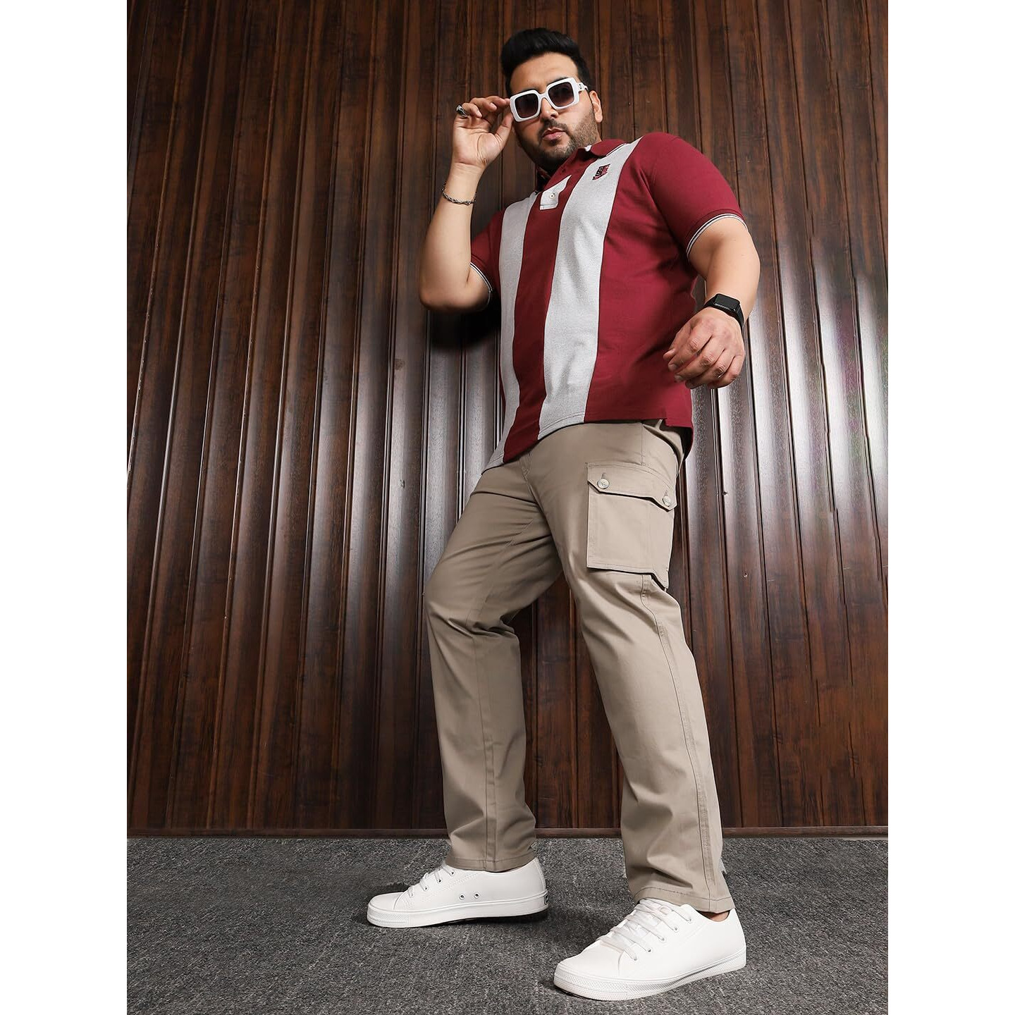 Bigbanana Plus Size Men's Regular Fit Solid Trousers (Titman,Grey,10Xl)