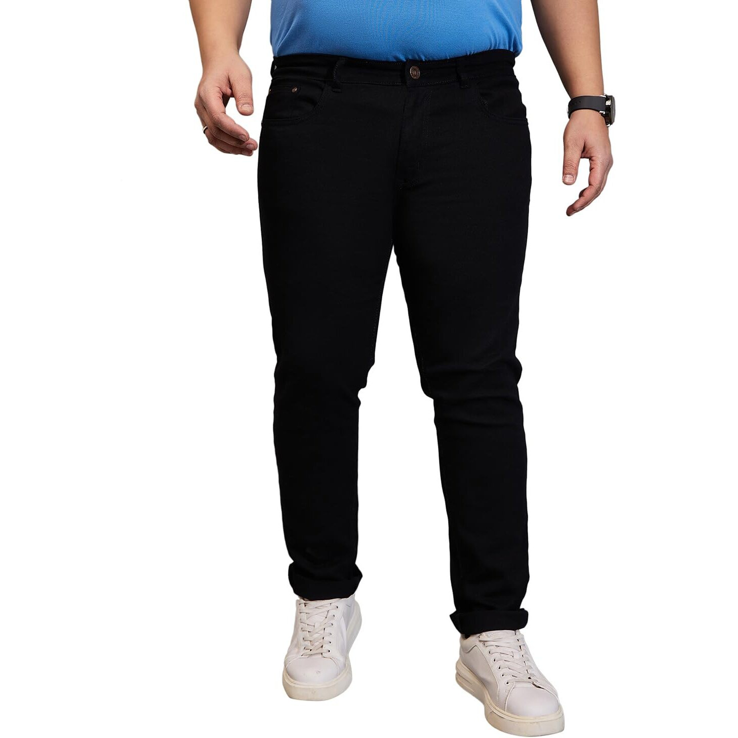 Bigbanana Plus Size Men's Regular Fit Solid Jeans (Zenith,Black,5Xl)