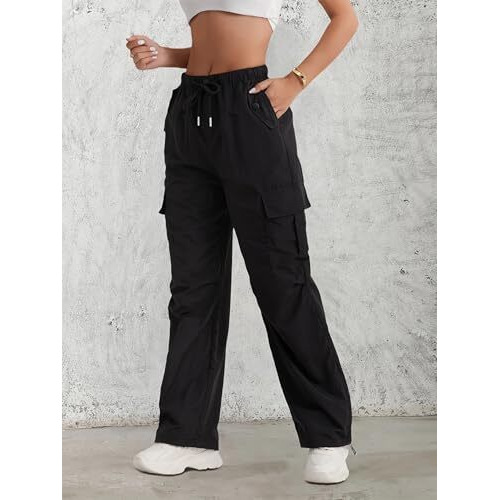 Litzo Cotton Cargo Pants For Women || Womens Cargo Pant (L-51-L) Black