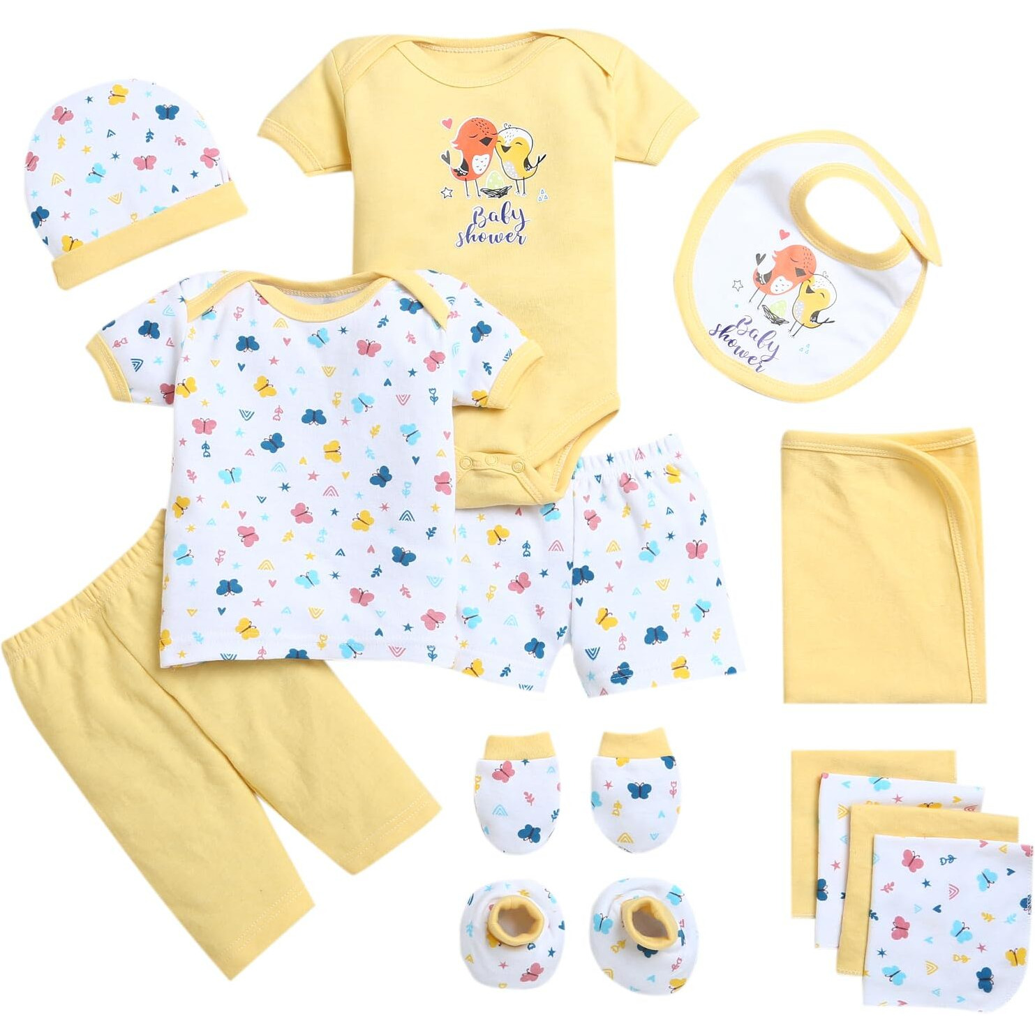 Bumzee White & Yellow Baby Girls Baby Gift Set Pack Of 13 Age - 0-3 Months (Peb9547-Wht.Ylw)