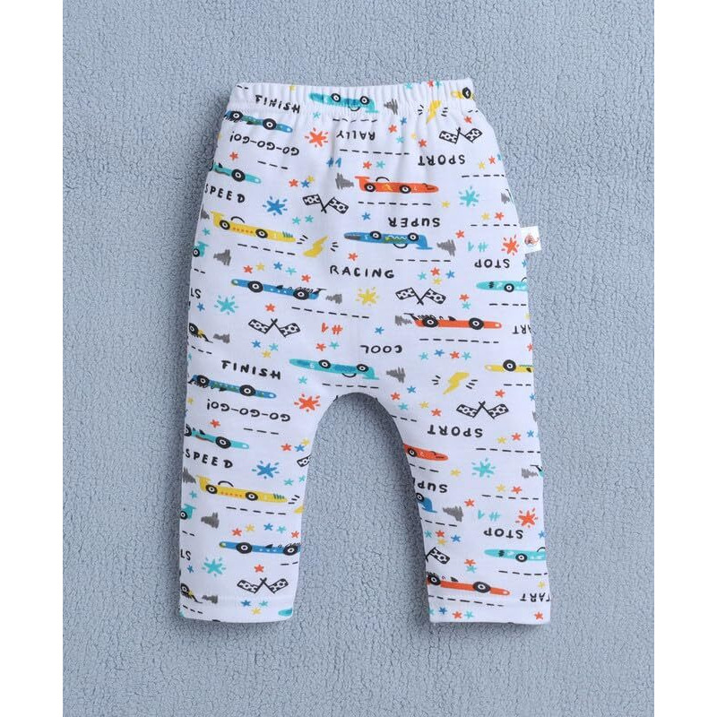 Bumzee Baby Boys Cotton Diaper Pants/Leggings/Pyjamas Orange & Multi - 0-3 Months (Peb10426B-Org)