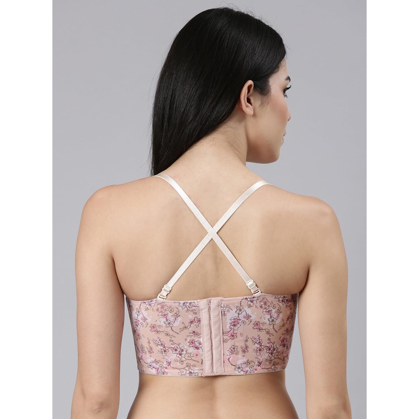 Enamor Women's Nylon Wire Free Casual Balconette Bra (F130_Cherry Blossom Print_32B)