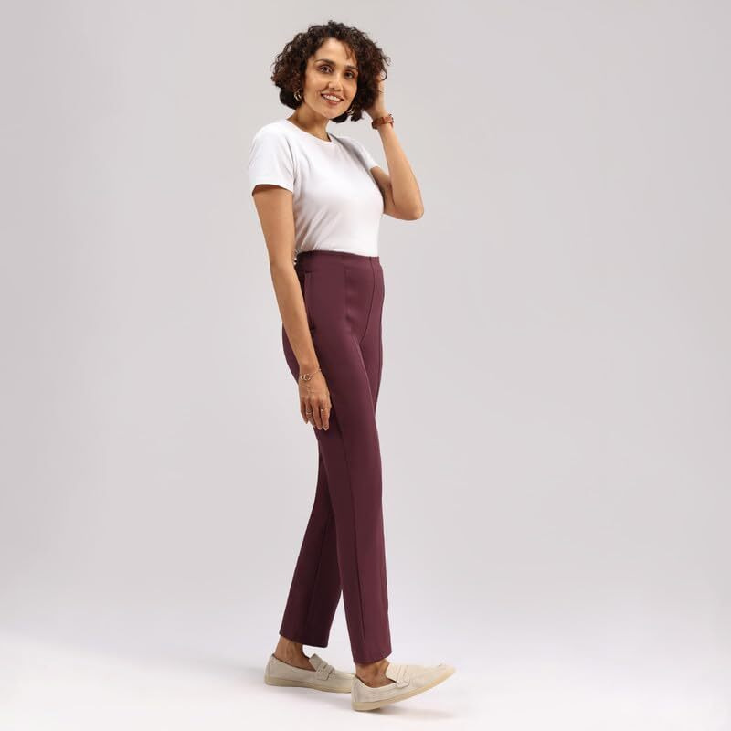 Blissclub Women's Straight Pants (Ultimatestraight_Purple_Prachi Rebel