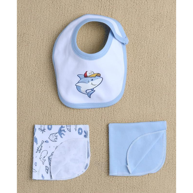 Bumzee Baby Boys Cotton Half Sleeves Gift Set Sky Blue & White - 0-3 Months (Peb10577-Sbl)