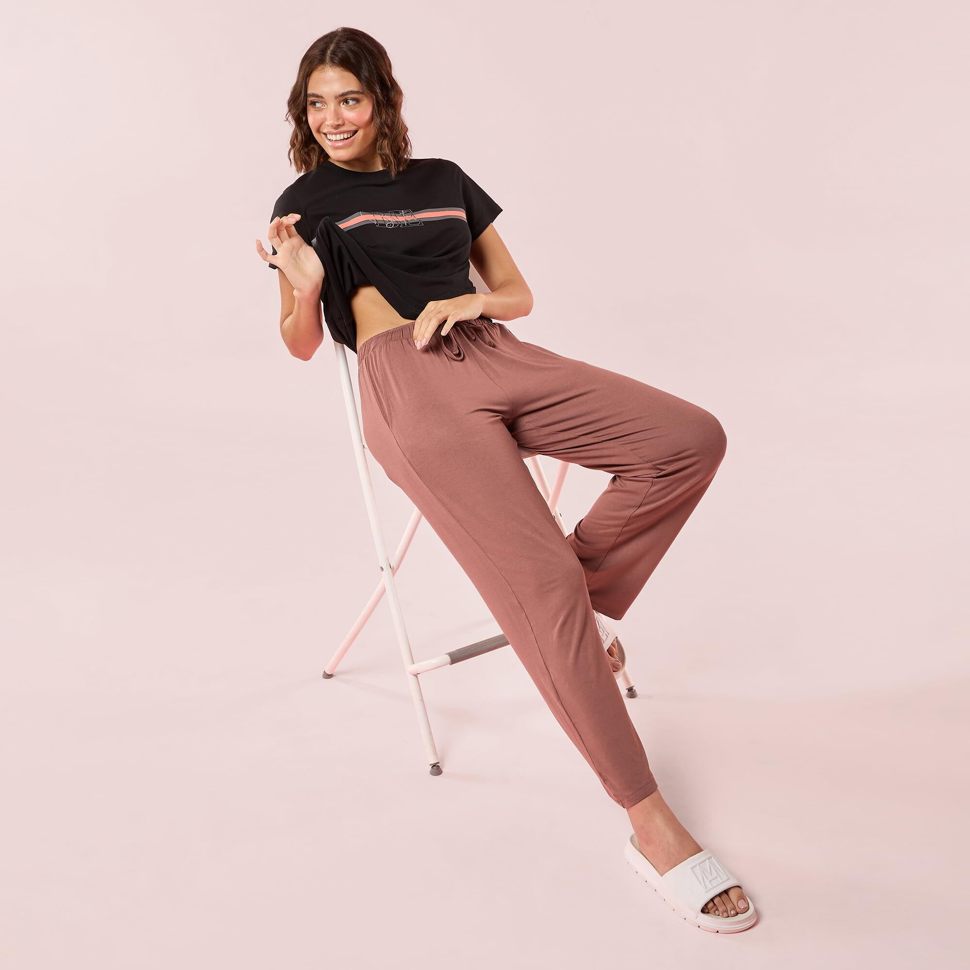 Enamor E404 Women's Home Pant - Relaxed Fit, Mid Rise, Regular Length, Straight Leg