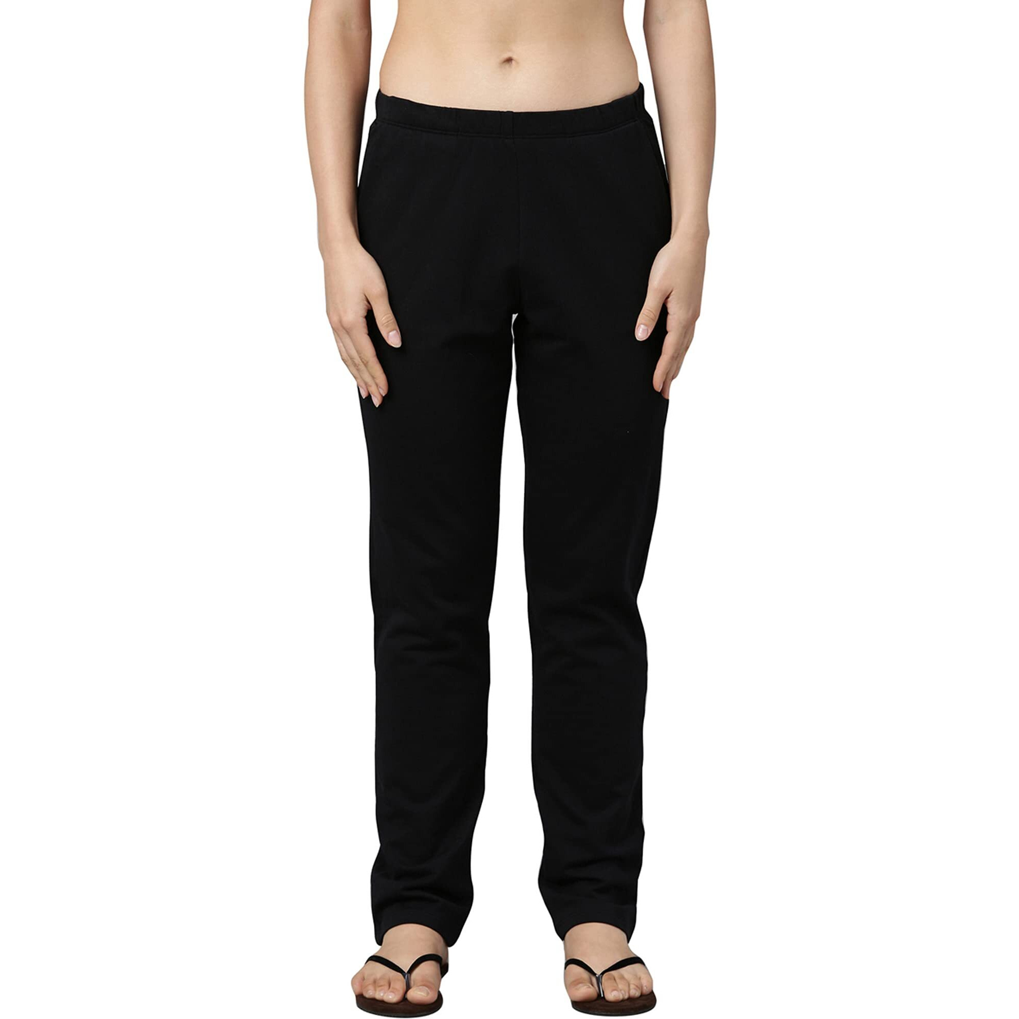 Enamor Women's Relaxed Pants (E401_Jet Black_M)