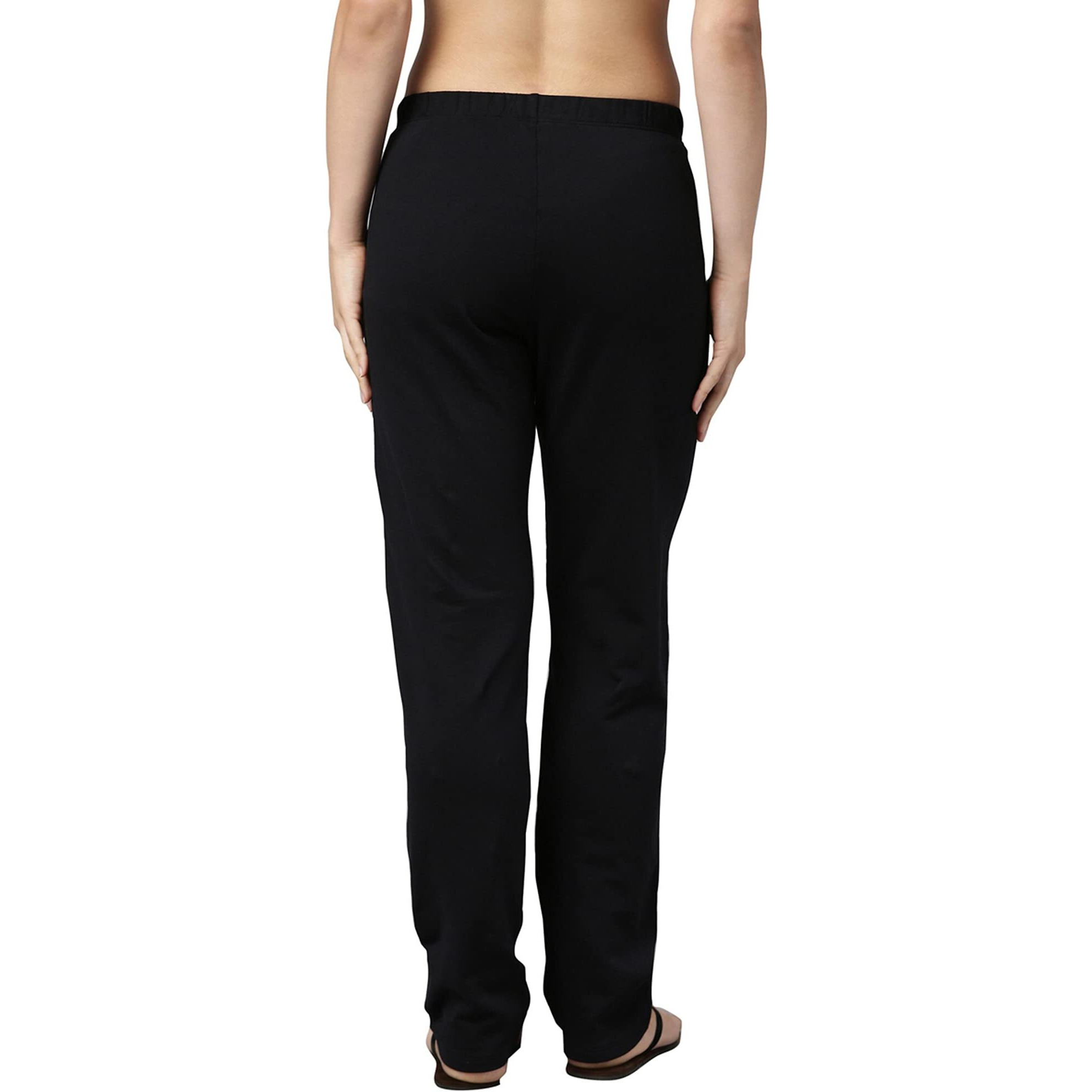 Enamor Women's Relaxed Pants (E401_Jet Black_M)
