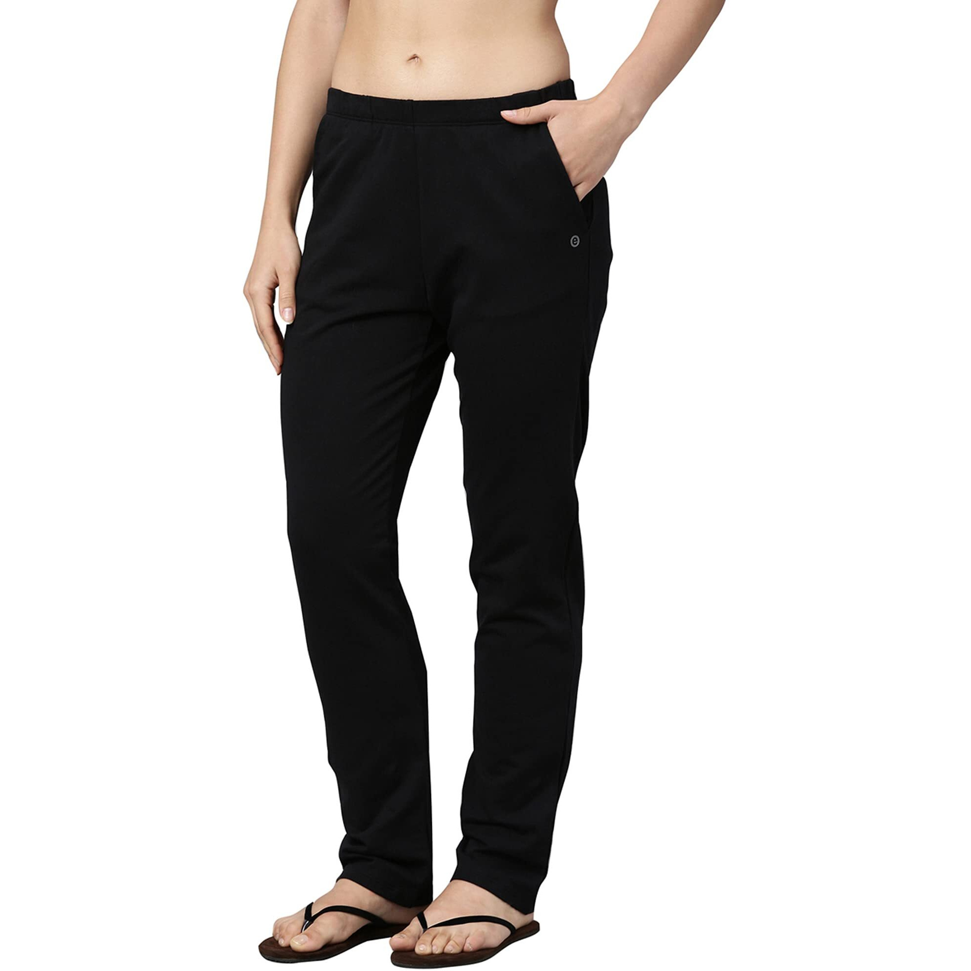 Enamor Women's Relaxed Pants (E401_Jet Black_M)
