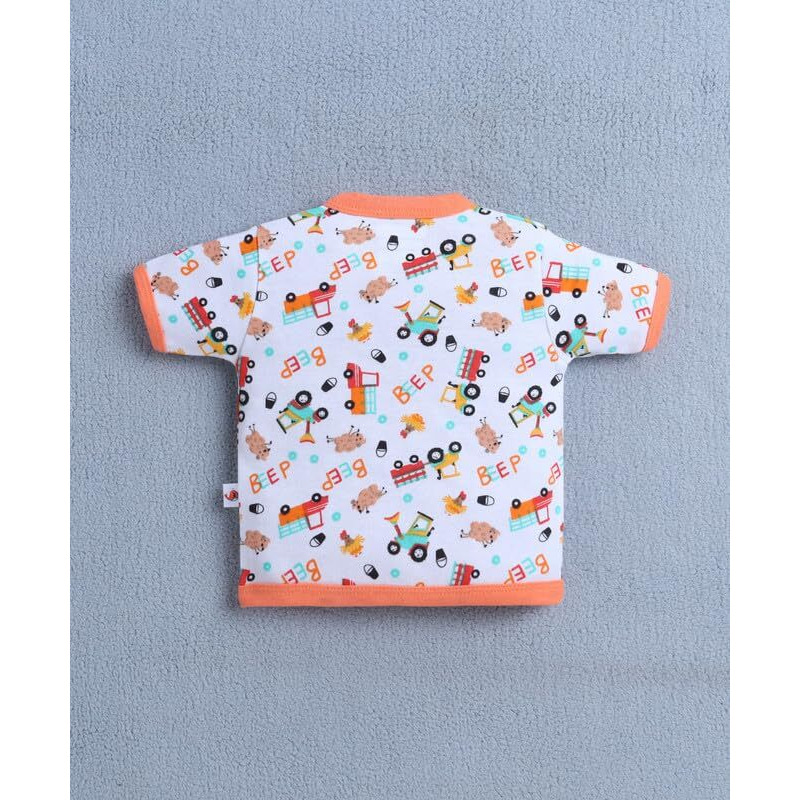 Bumzee Baby Boys Cotton Half Sleeves Jabla & Short Set Orange & White - 3-6 Months (Peb10590C-Org)